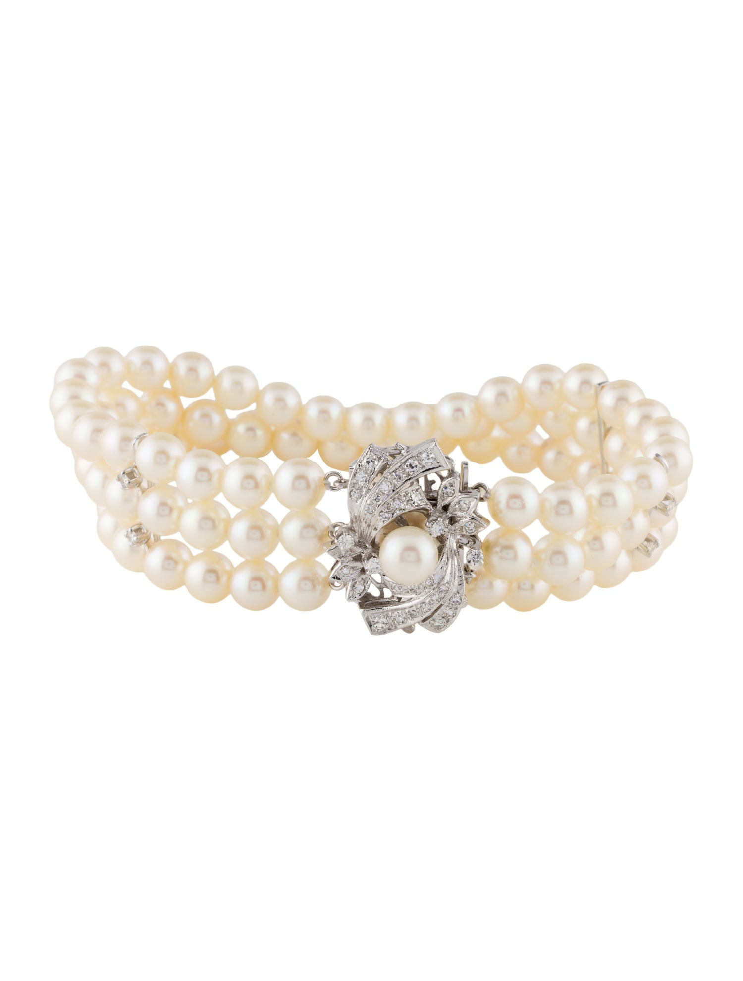 Bracelet 14K Pearl & Diamond Multistrand Bracelet
