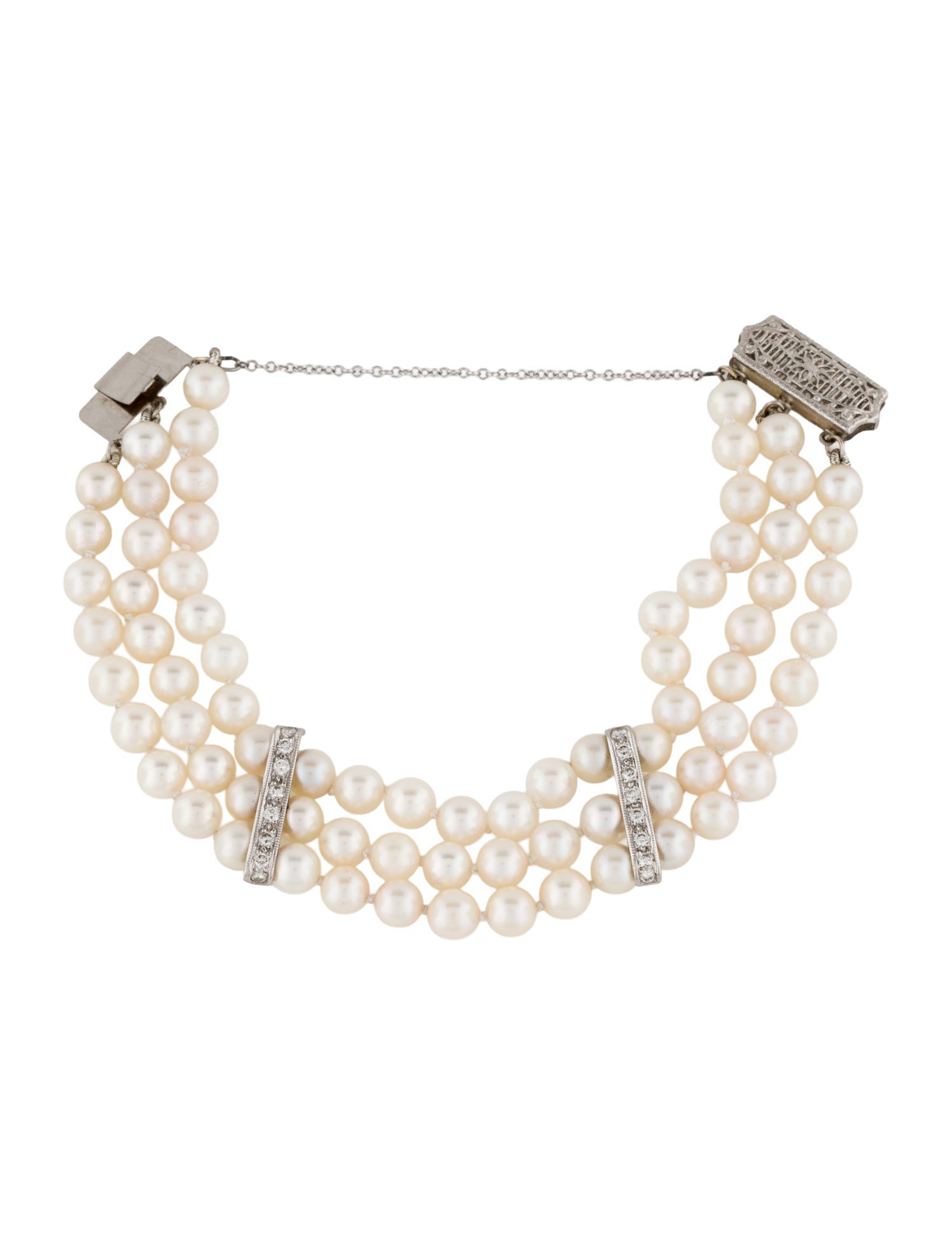 Bracelet 14K Pearl & Diamond Multistrand Bracelet
