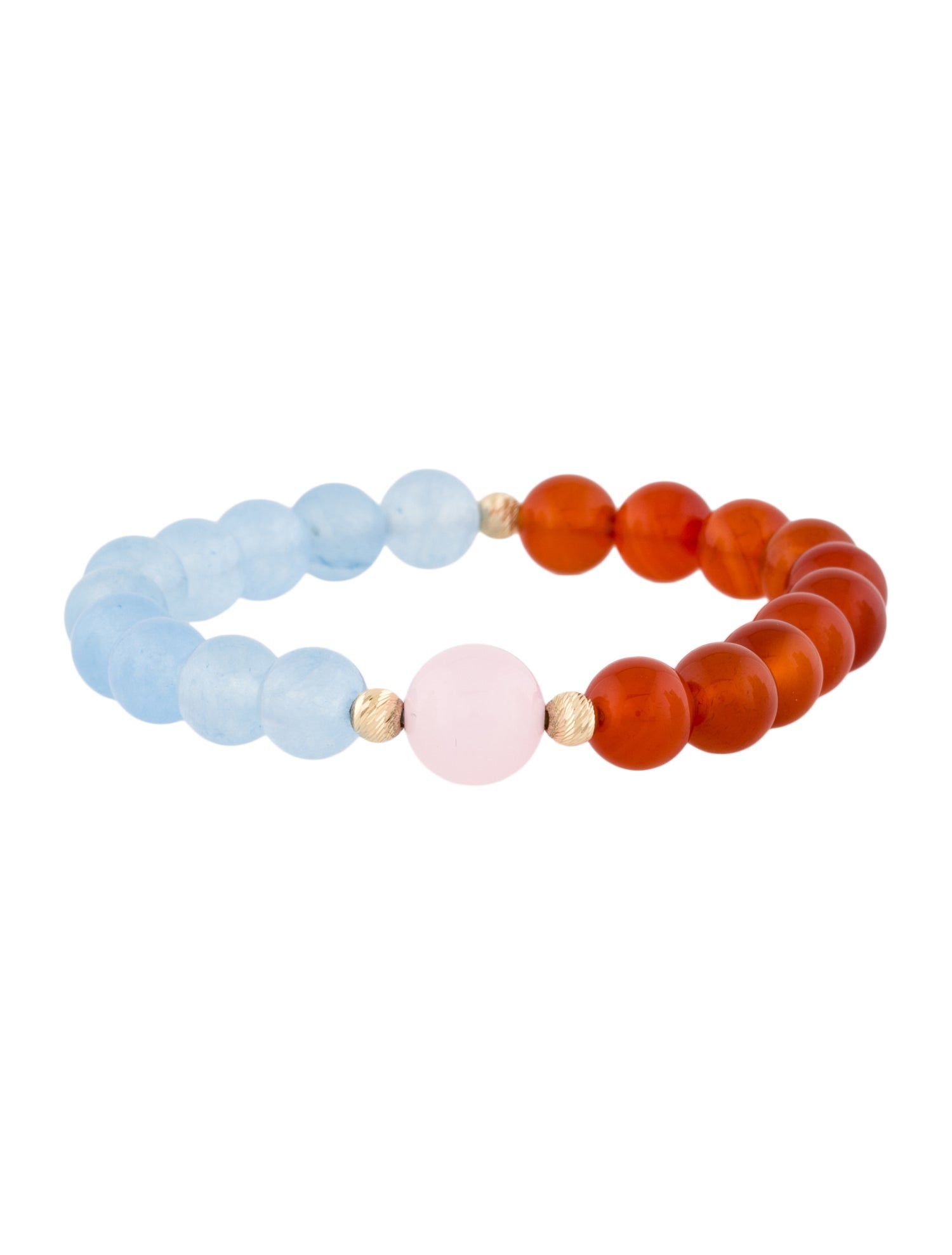 Bracelet 14K Carnelian, Agate & Dyed Quartzite Bead Bracelet