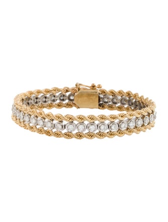 Bracelet 14K 2.40CT Two-Tone Diamond Rope Chain Bracelet