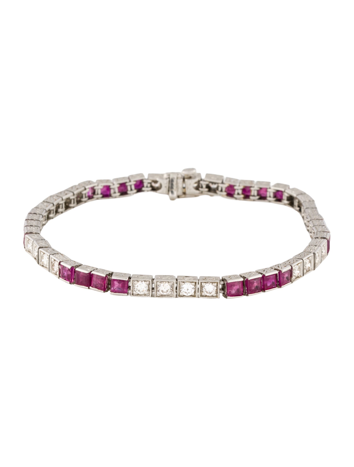 Bracelet Platinum Diamond & Ruby Tennis