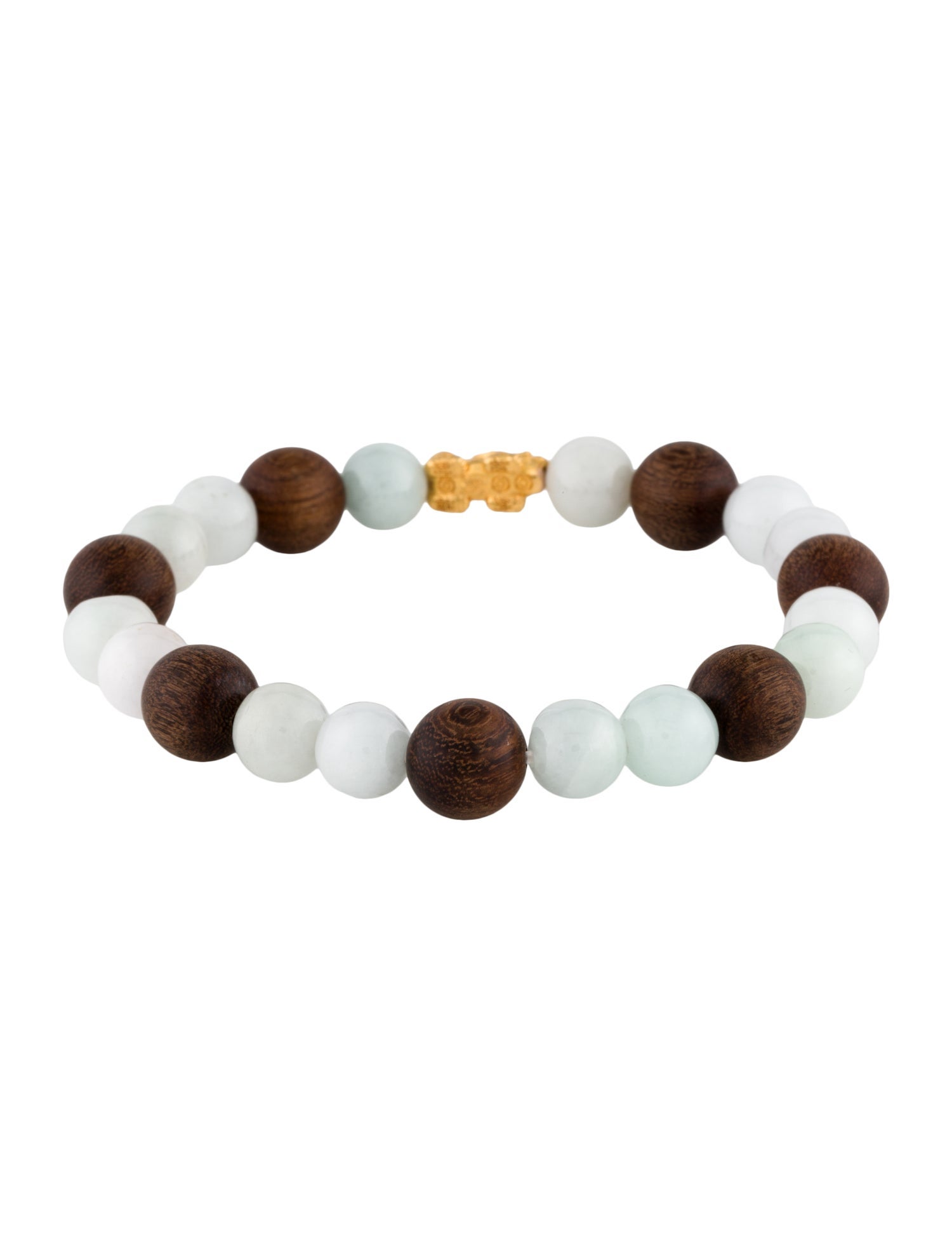 Bracelet 18K Wood & Jadeite Dragon Bead Stretch