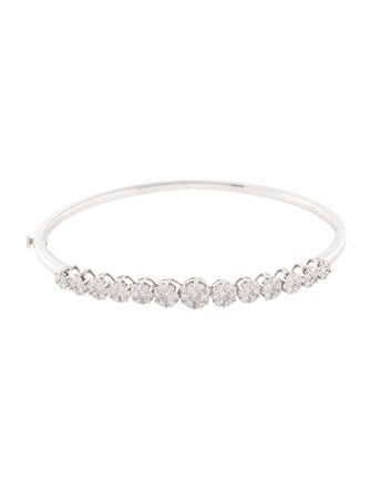 Bracelet 14K 2.11ctw Diamond Cluster Hinged Bangle Bracelet