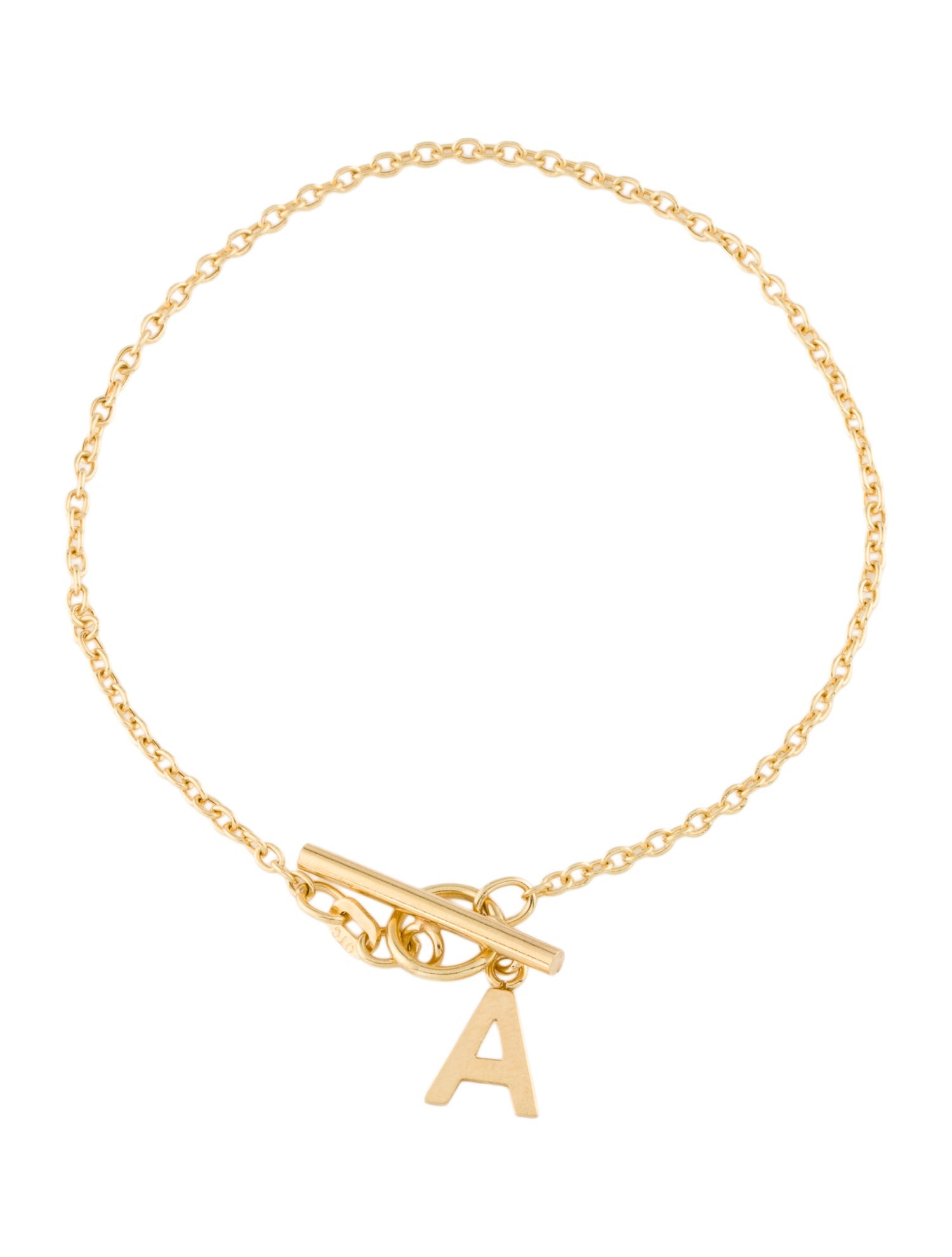 Bracelet 14K "A" Initial Toggle Charm