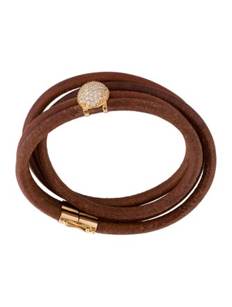 Bracelet 14K Diamond Pave Leather Wrap Bracelet