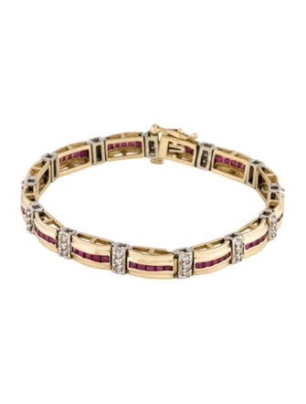 Bracelet 14K 3.51ctw Ruby & Diamond Link Bracelet