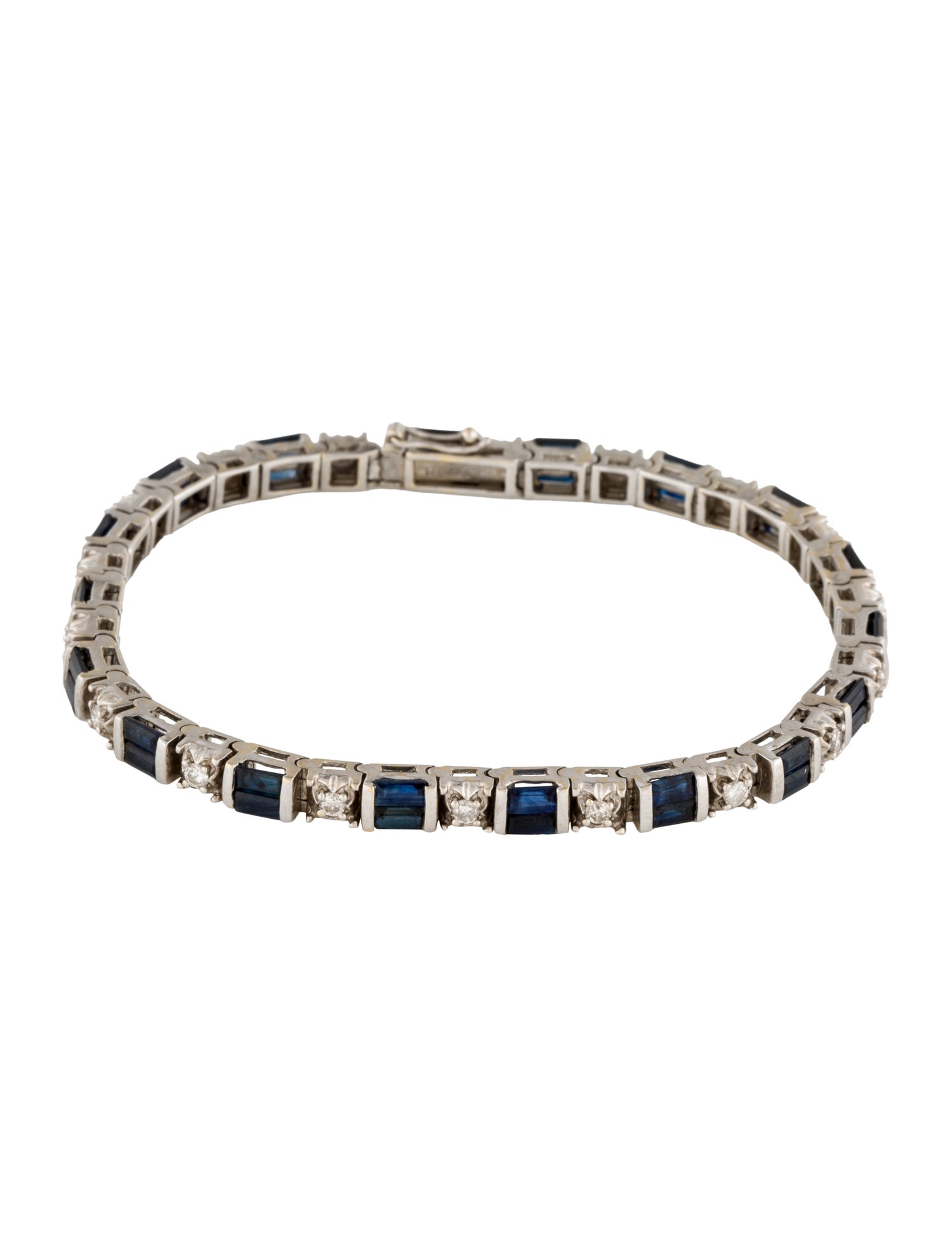 Bracelet 14K 4.50ct Sapphire & Diamond Link Bracelet