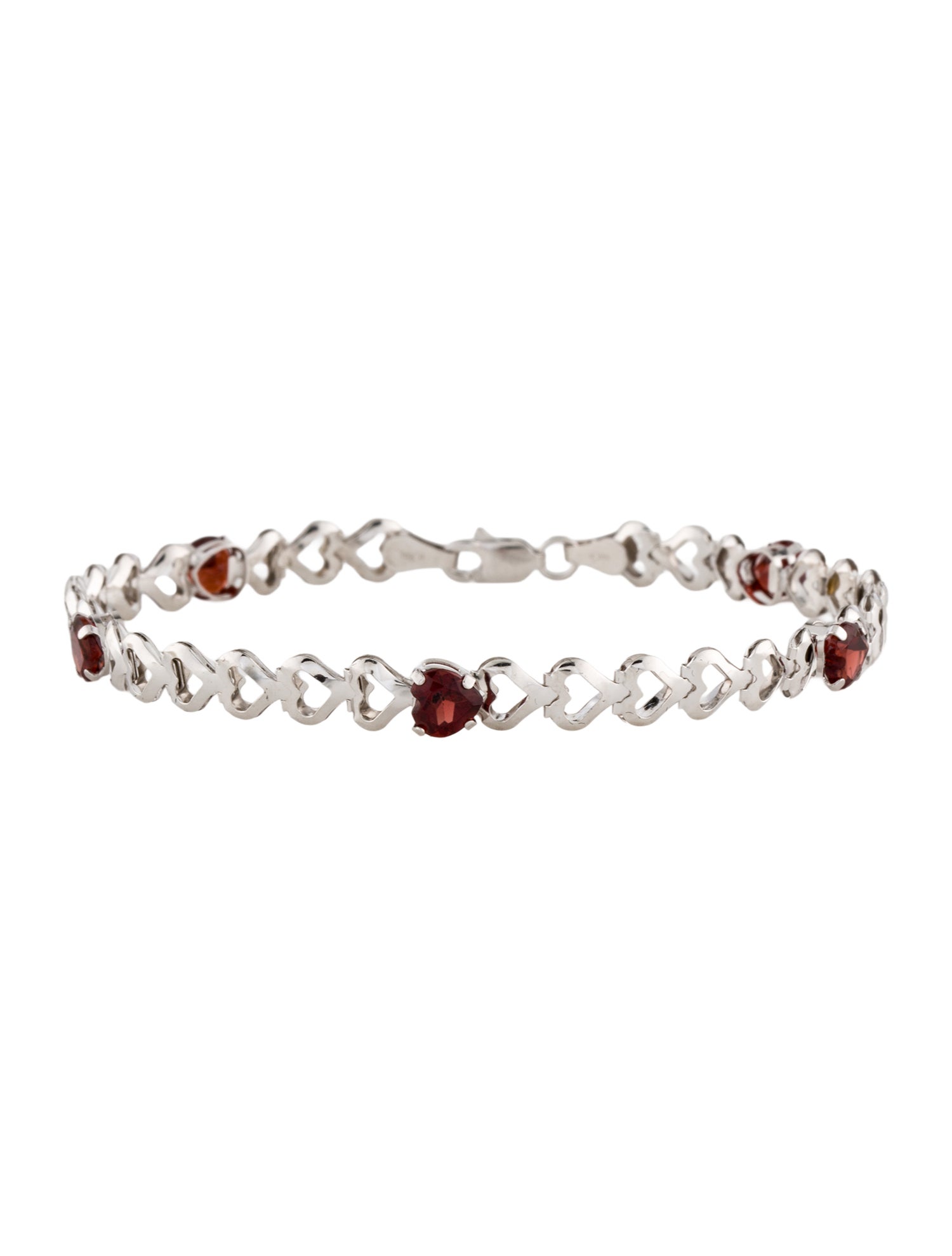 Bracelet 14K Garnet Heart Link Bracelet