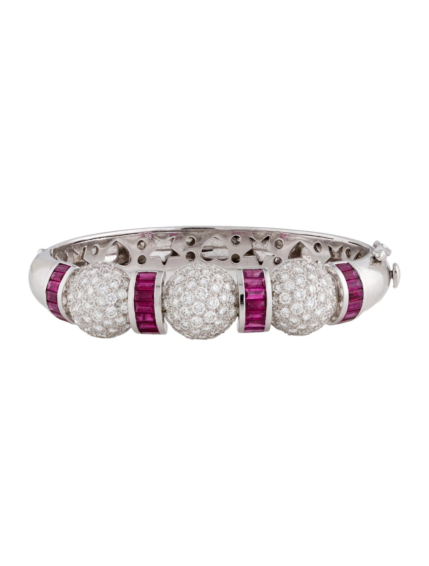 Bracelet 18K Ruby & Diamond Hinged Bangle Bracelet