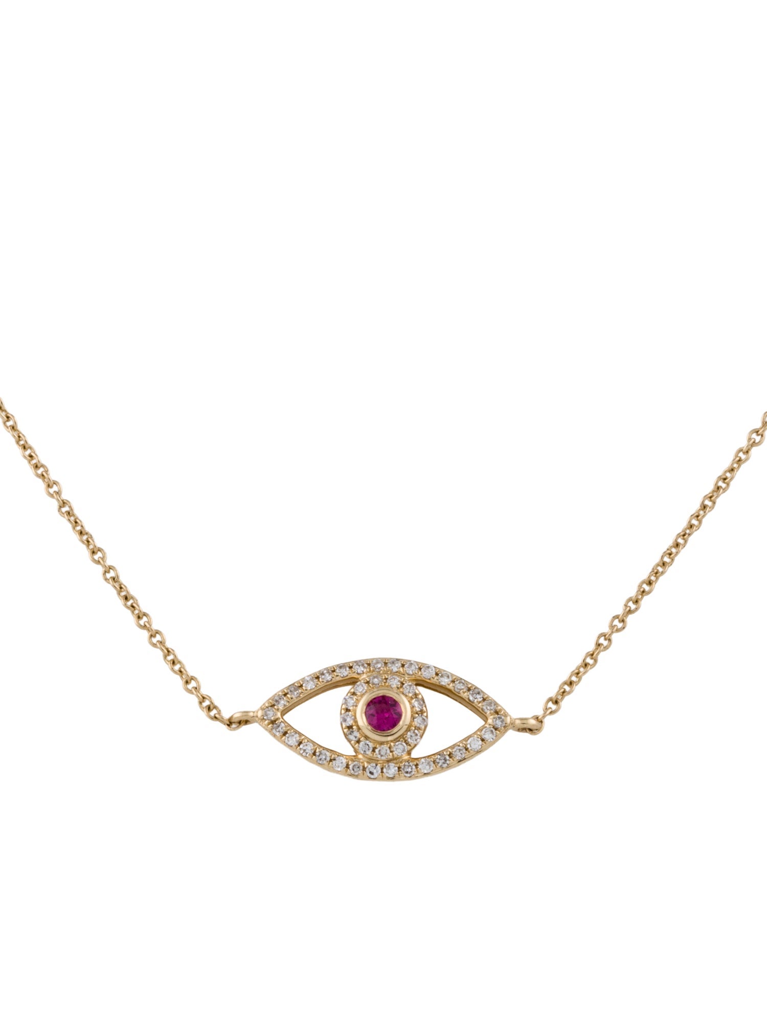 Bracelet 14K Ruby & Diamond Evil Eye Station