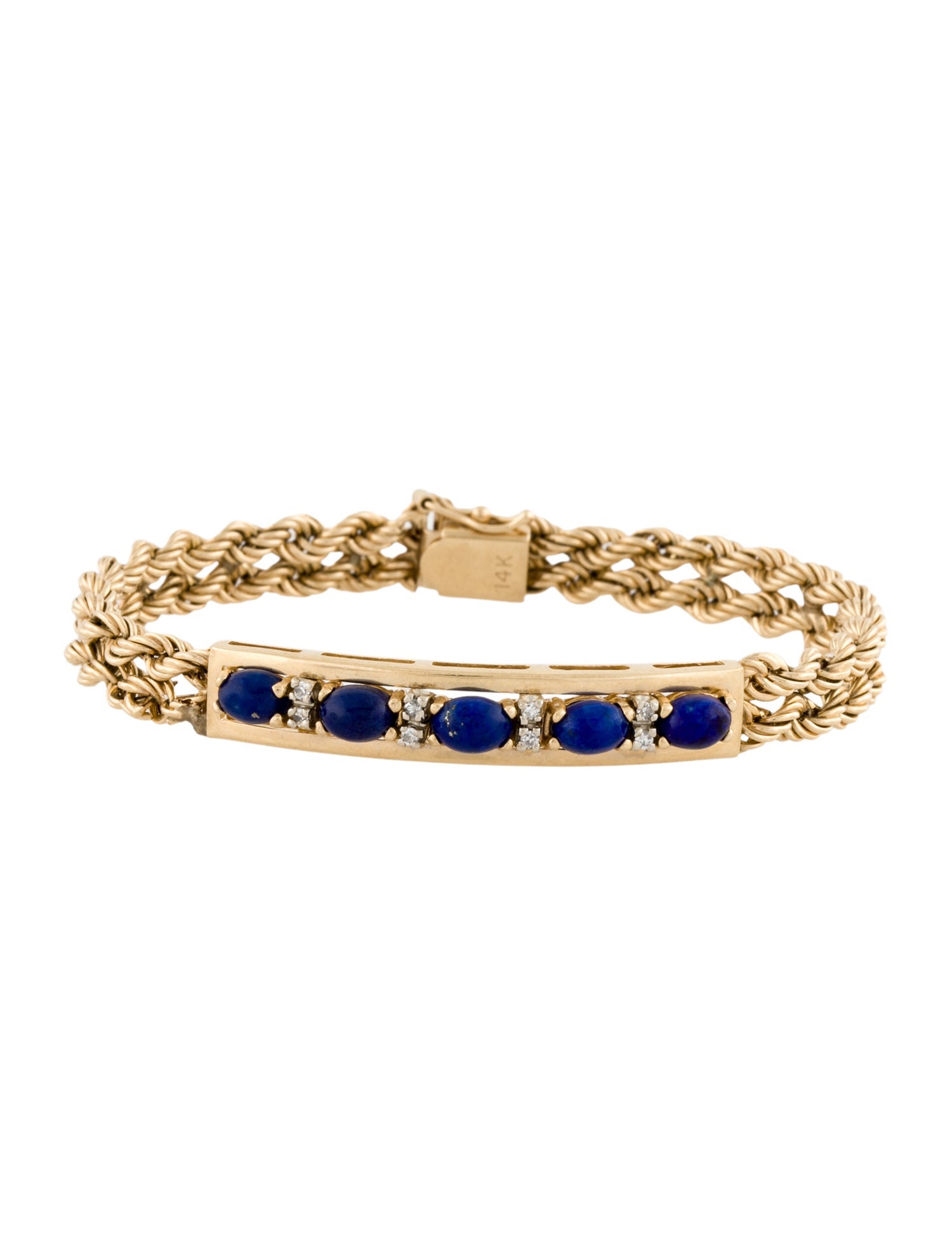 Bracelet 14K Lapis Lazuli & Diamond ID Bracelet