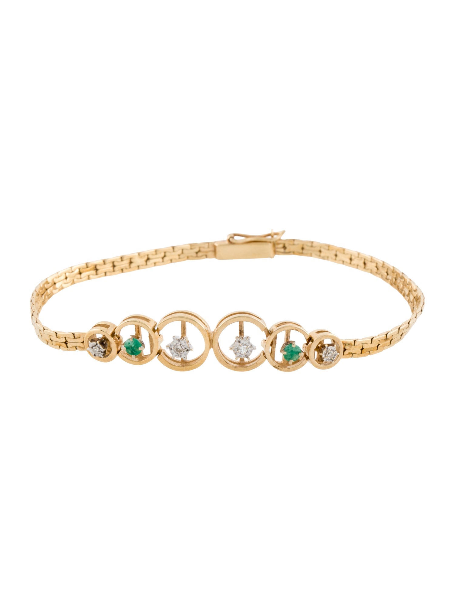 Bracelet 14K Emerald & Diamond Station
