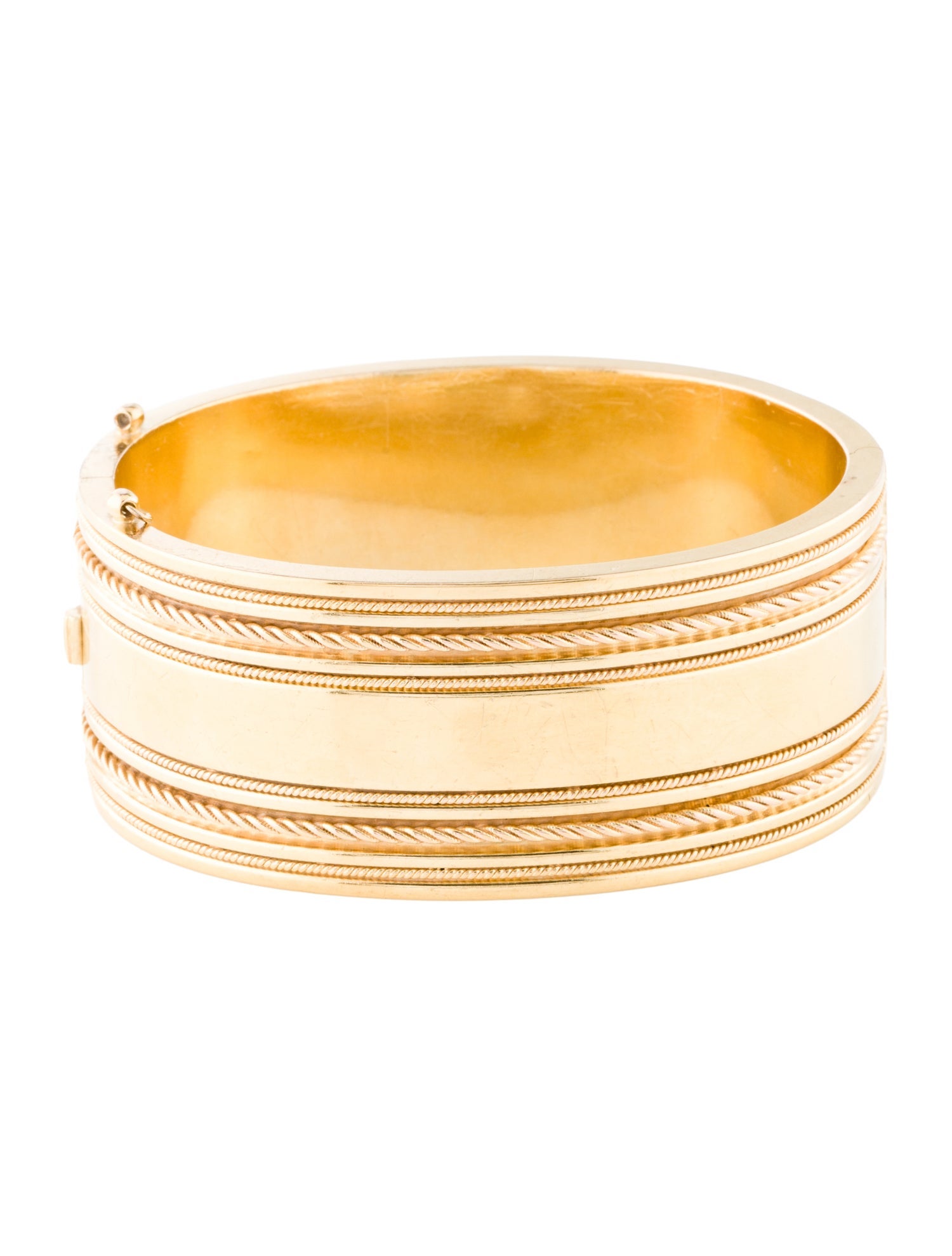 Bracelet 14K Rope Textured Hinged Bangle