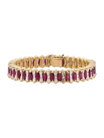 Bracelet 14K Diamond & Ruby Link Bracelet