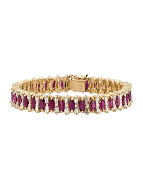 Bracelet 14K Diamond & Ruby Link Bracelet