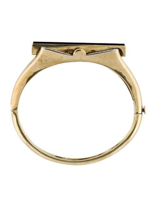 Bracelet 14K Onyx & Diamond Station Hinged Bangle Bracelet