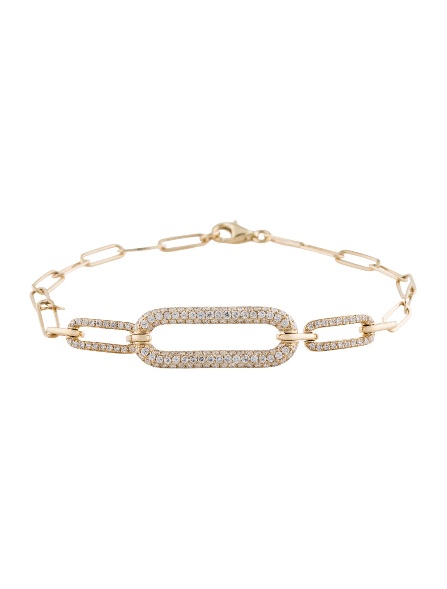 Bracelet 14K Diamond Paperclip Link Bracelet