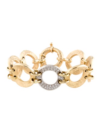 Bracelet 14K Diamond Open Circle Link Bracelet