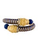 Bracelet 18K Lapis Lazuli, Diamond & Ruby Double Feline Head Hinged Bangle