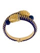 Bracelet 18K Lapis Lazuli, Diamond & Ruby Double Feline Head Hinged Bangle
