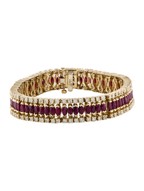 Bracelet 14K Ruby & Diamond Link Bracelet