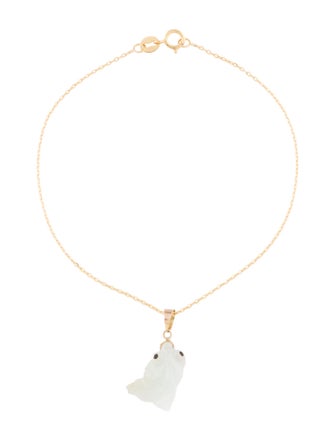 Bracelet 14K Jadeite Fish Charm Bracelet