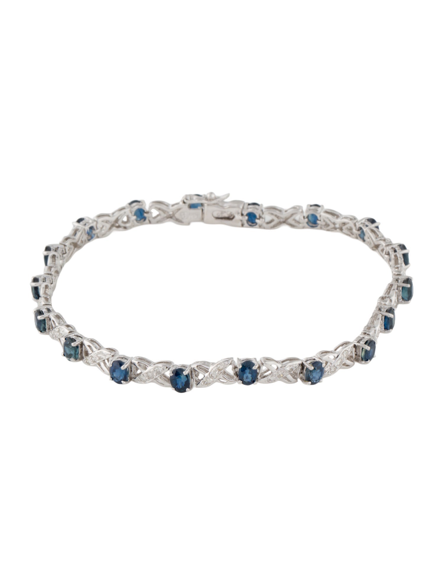Bracelet 18K 2.86ctw Sapphire & Diamond Tennis Bracelet