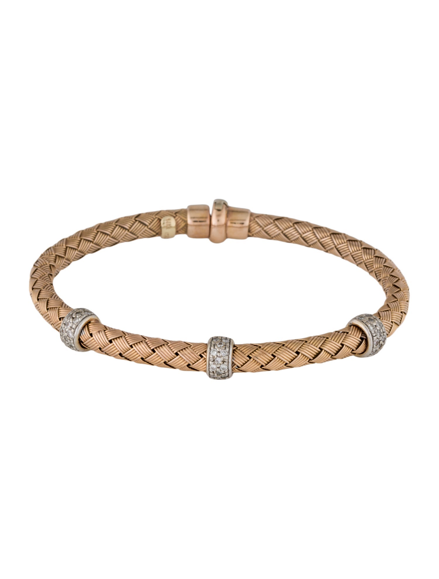 Bracelet 14K Diamond Station Woven Bangle Bracelet