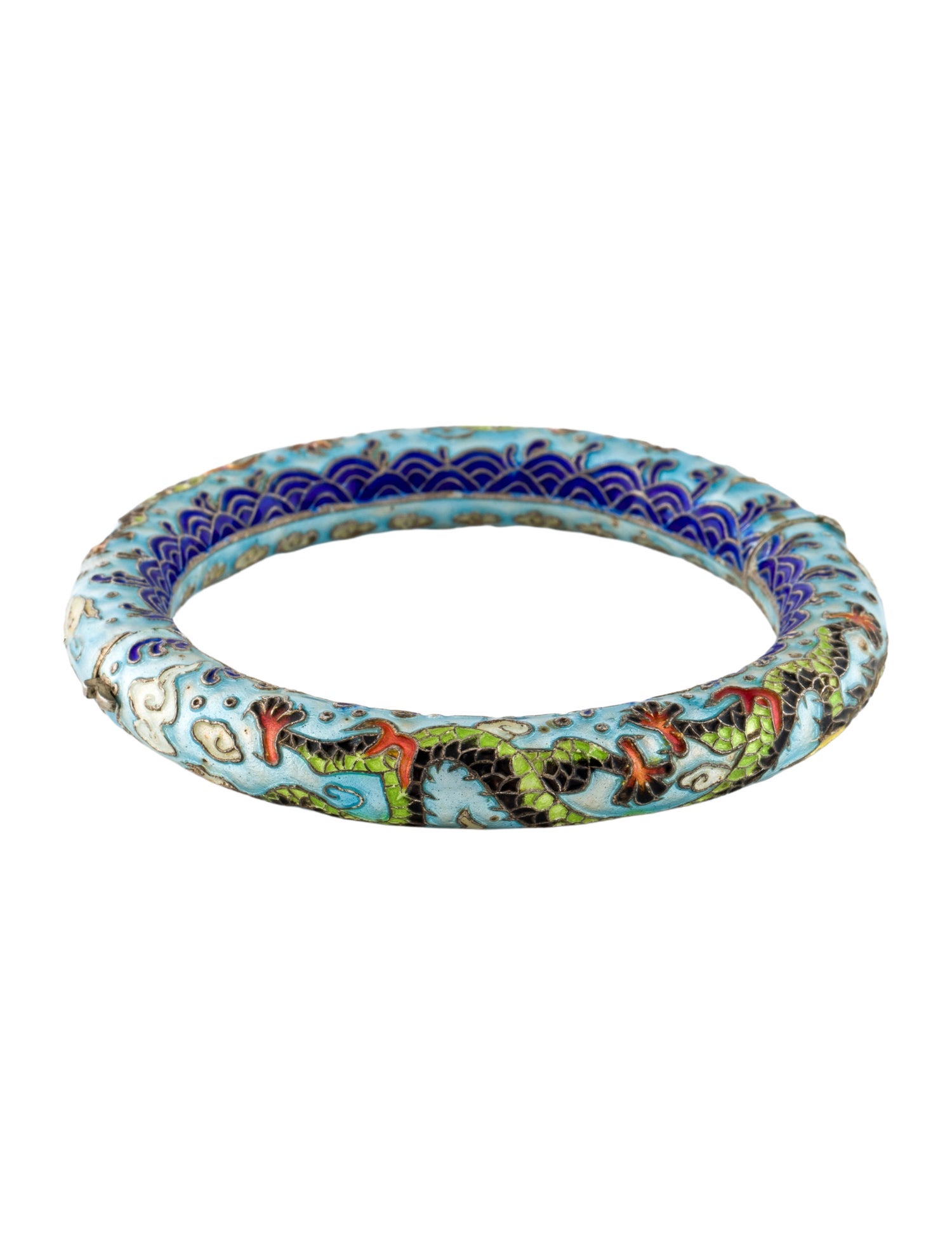Bracelet Vintage Enamel Dragon Hinged Bangle