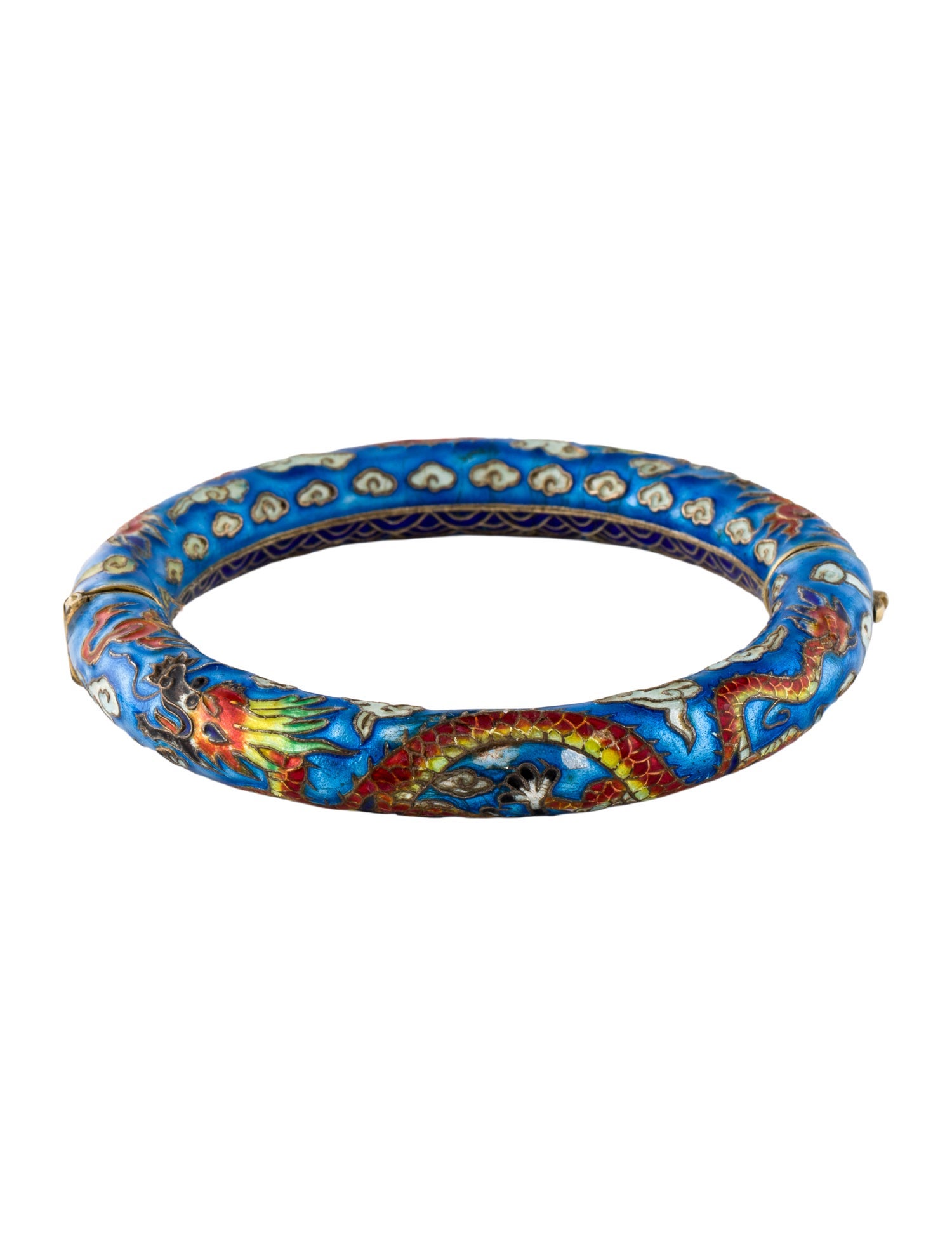 Bracelet Vintage Enamel Dragon Hinged Bangle