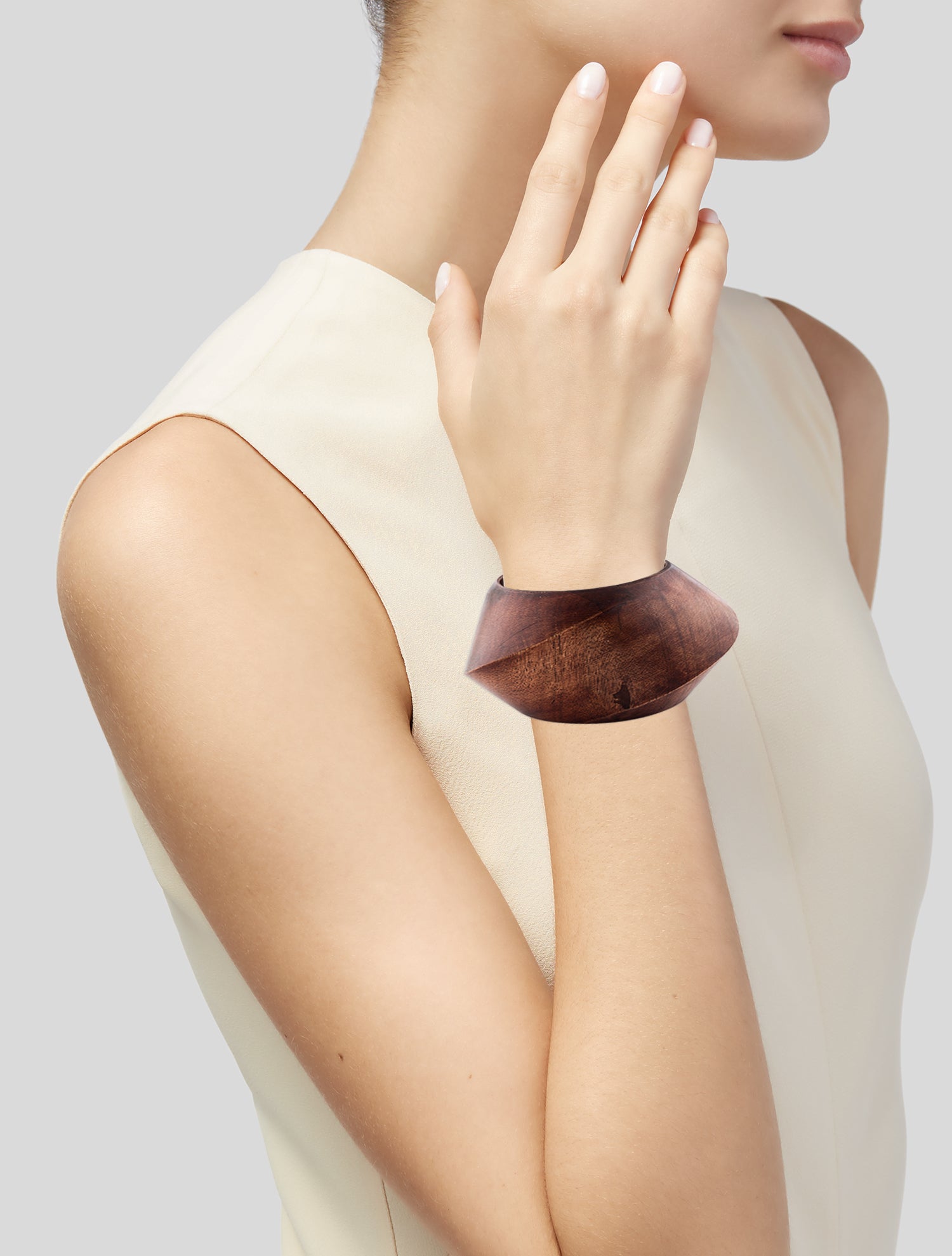 Bracelet Vintage Abstract Wooden Carved Bangle