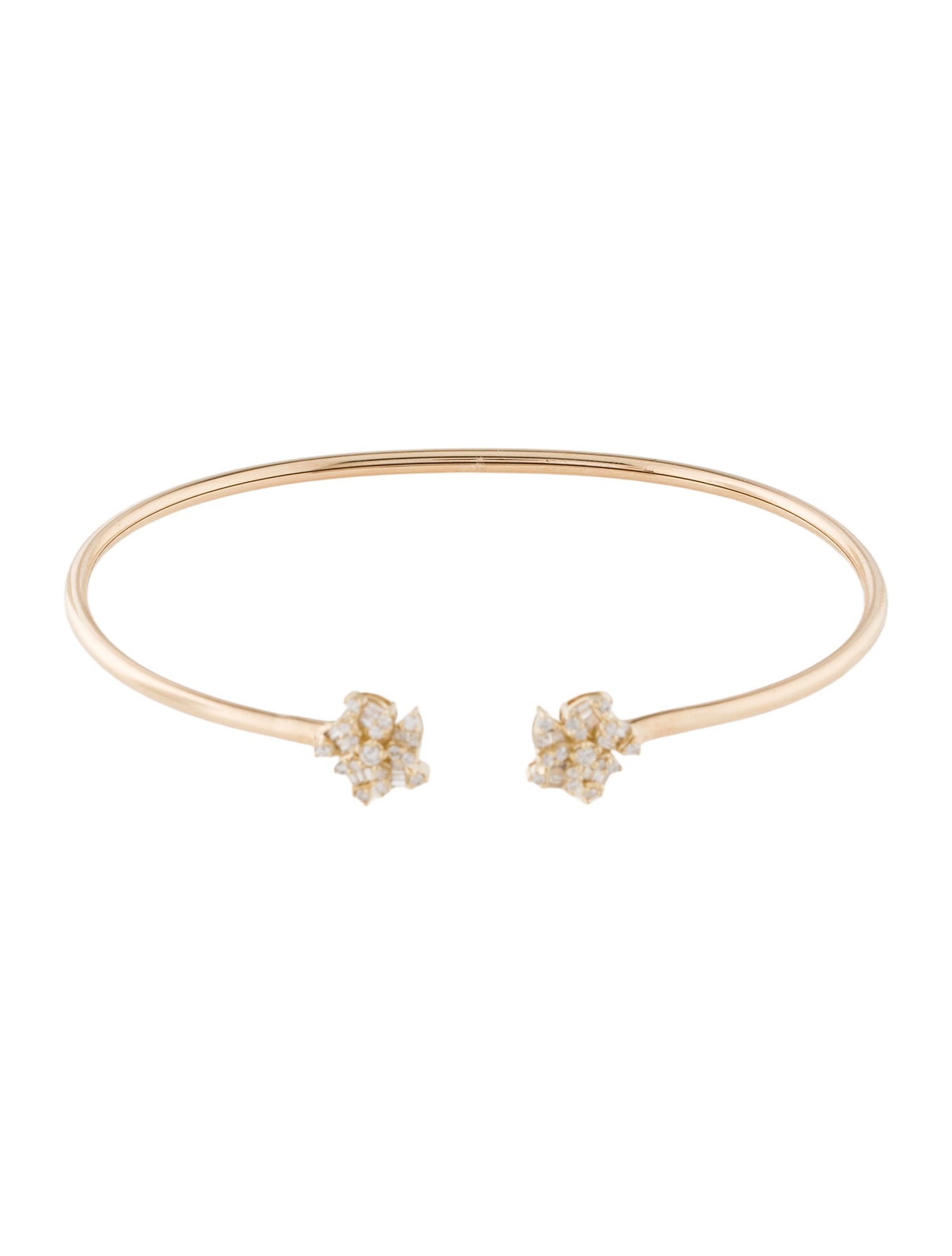 Bracelet 14K Diamond Flexible Flower Cuff Bracelet