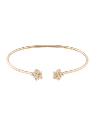 Bracelet 14K Diamond Flexible Flower Cuff Bracelet