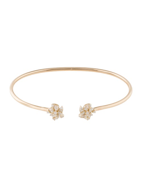 Bracelet 14K Diamond Flexible Flower Cuff Bracelet