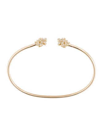 Bracelet 14K Diamond Flexible Flower Cuff Bracelet