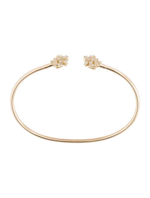 Bracelet 14K Diamond Flexible Flower Cuff Bracelet