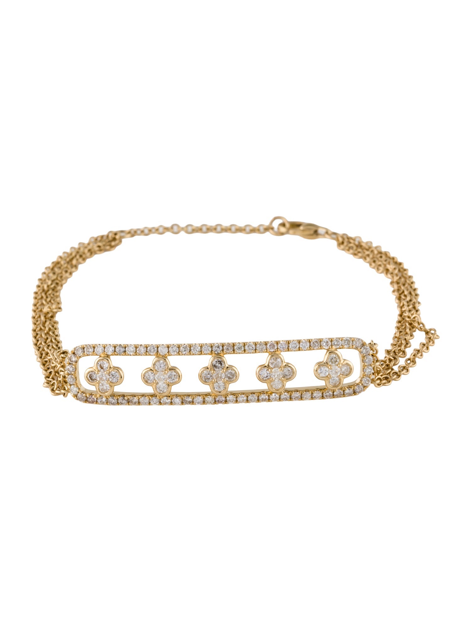 Bracelet 14K 1.12ctw Diamond Clover Multistrand Station Bracelet