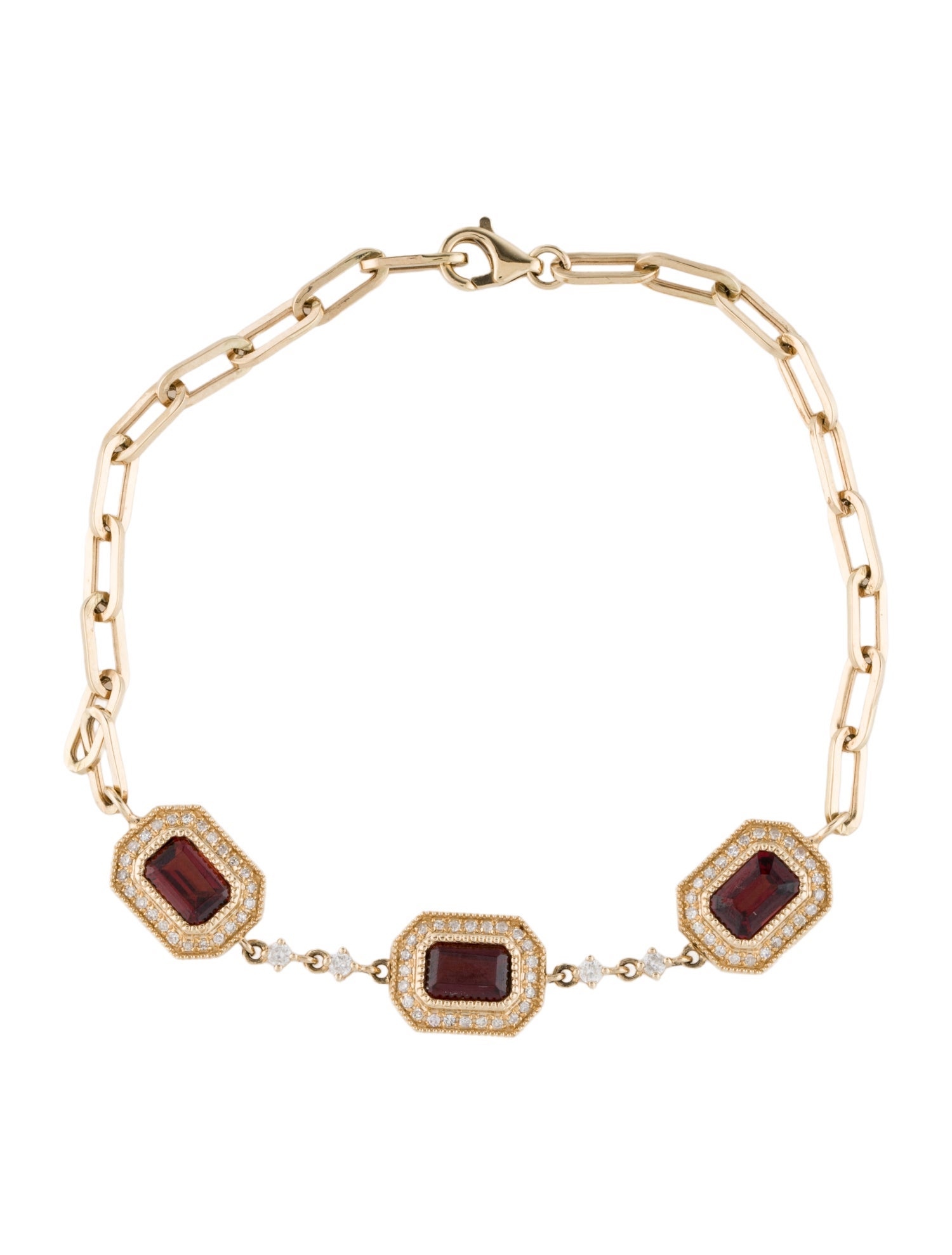Bracelet 14K 2.16ctw Garnet & Diamond Station Bracelet