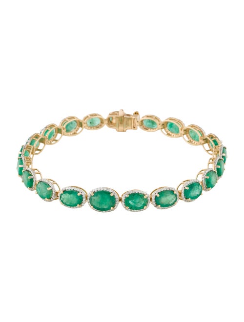 Bracelet Oscar Friedman 14.63ctw Emerald & Diamond Link Bracelet