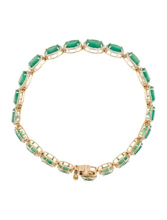 Bracelet Oscar Friedman 14.63ctw Emerald & Diamond Link Bracelet