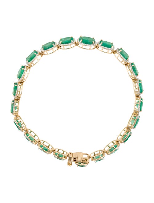 Bracelet Oscar Friedman 14.63ctw Emerald & Diamond Link Bracelet