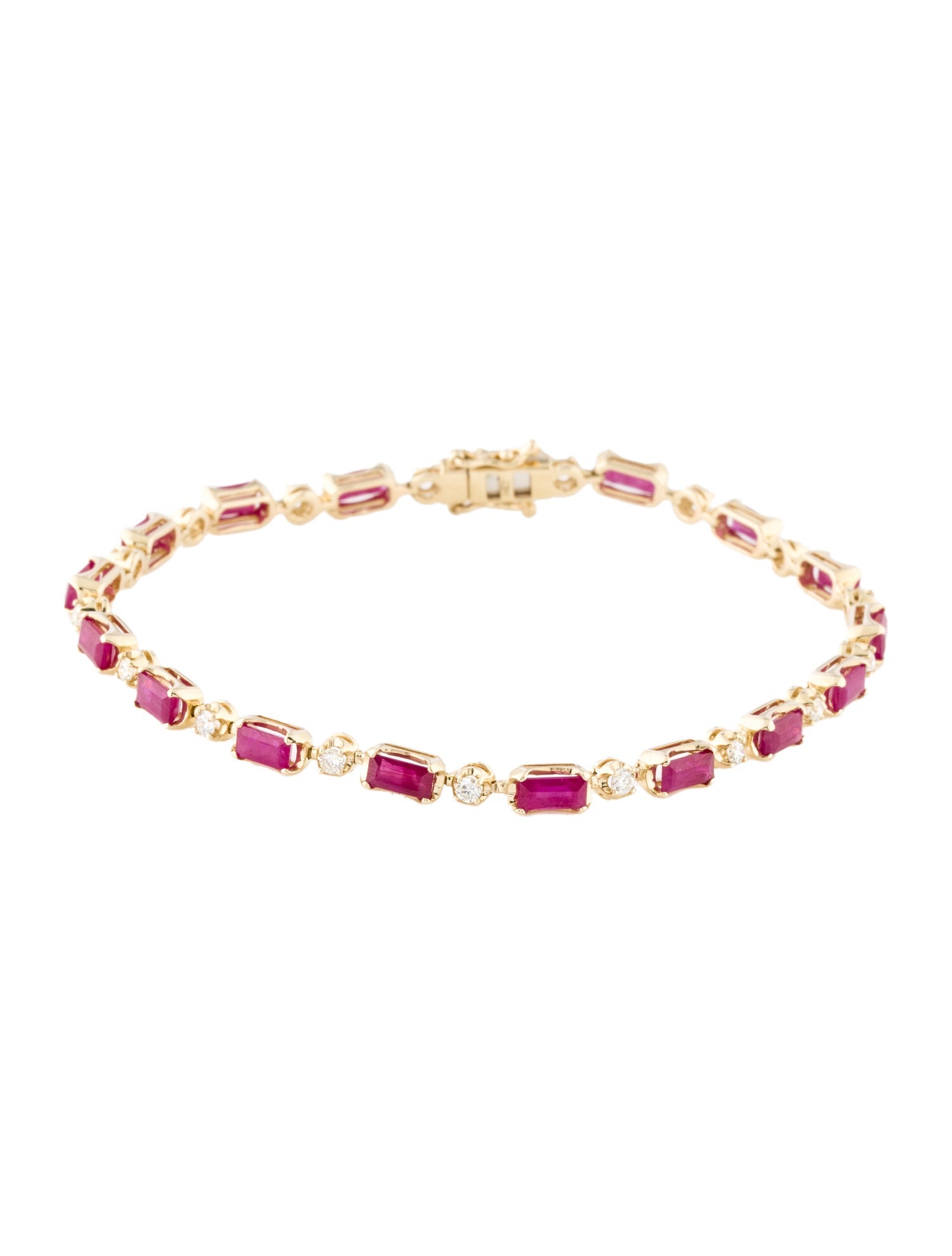 Bracelet 14K 4.25ct Ruby & Diamond Link Bracelet