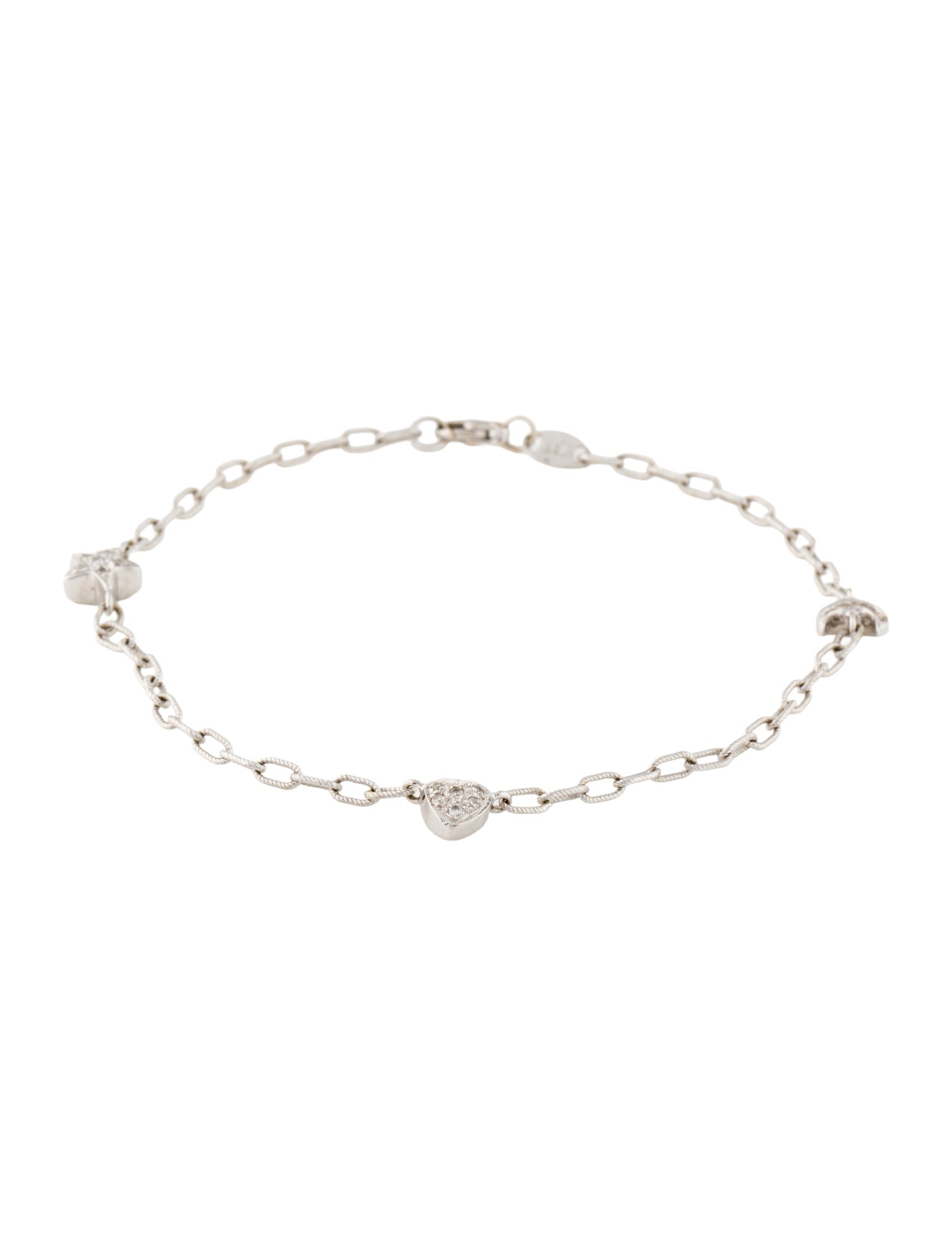 Bracelet 18K Diamond Moon, Star & Heart Station Anklet