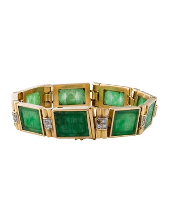 Bracelet 18K Jadeite & Diamond Link Bracelet