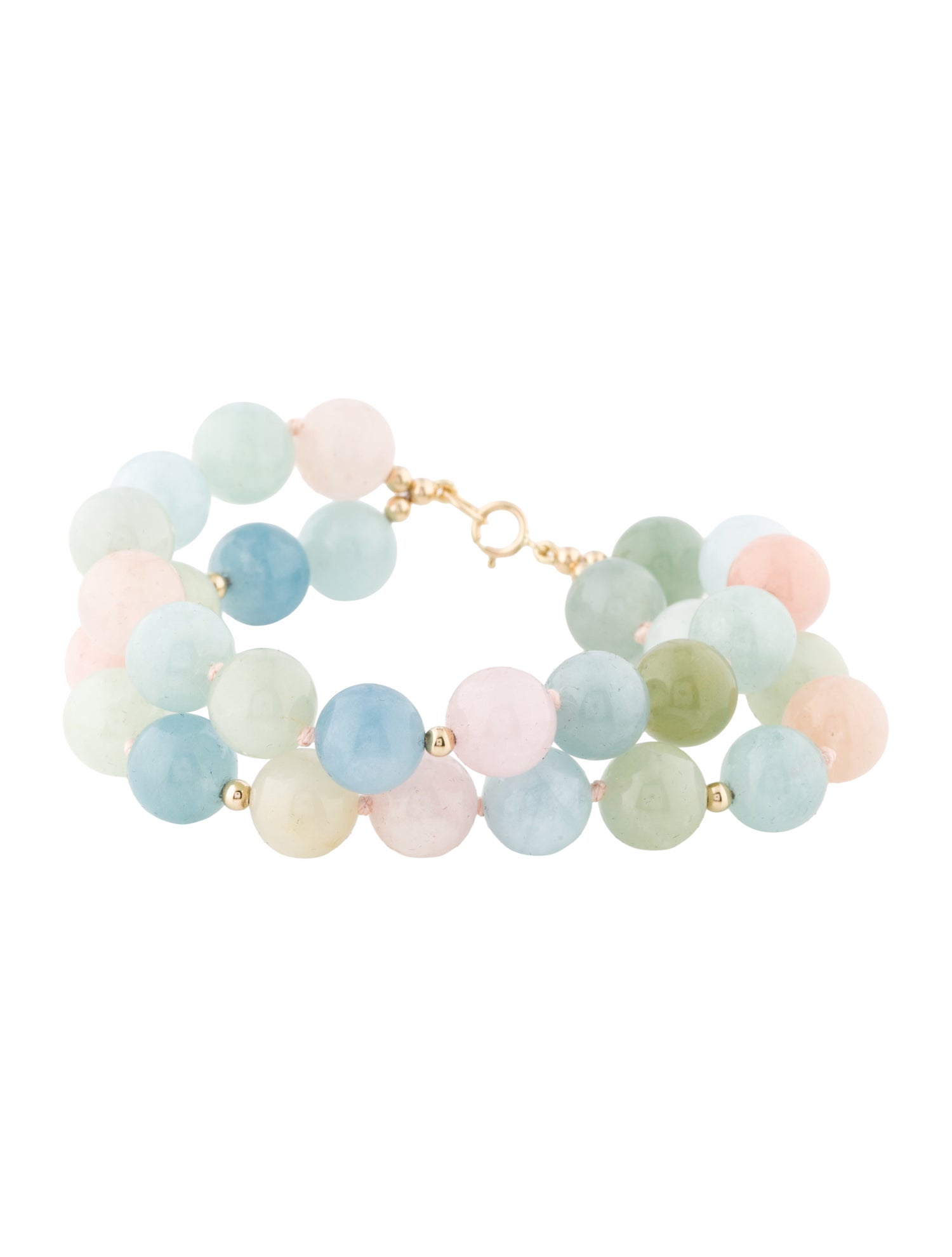 Bracelet 14K Aquamarine, Morganite, & Beryl Double Strand Bead Bracelet