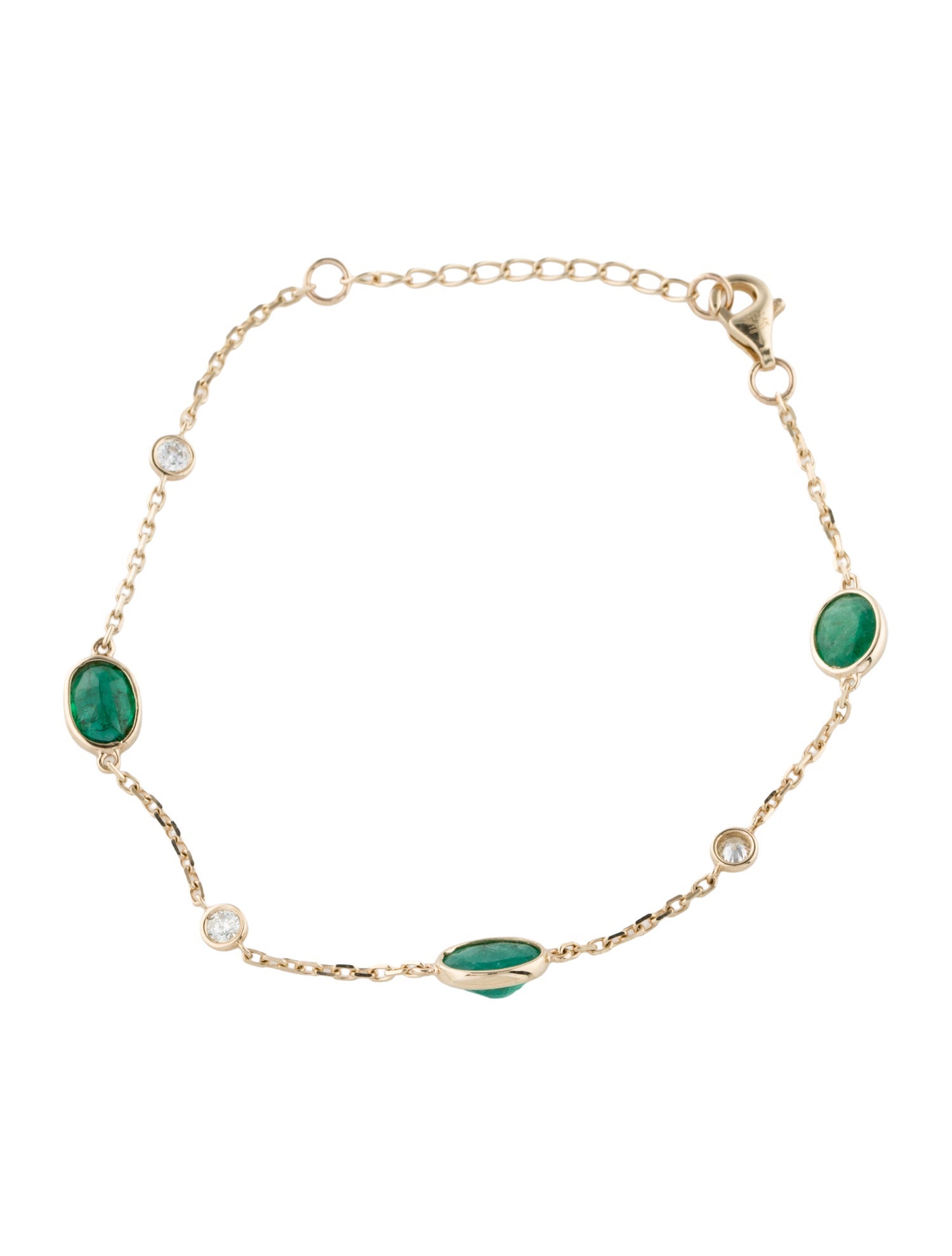 Bracelet 14K Emerald & Diamond Station Bracelet