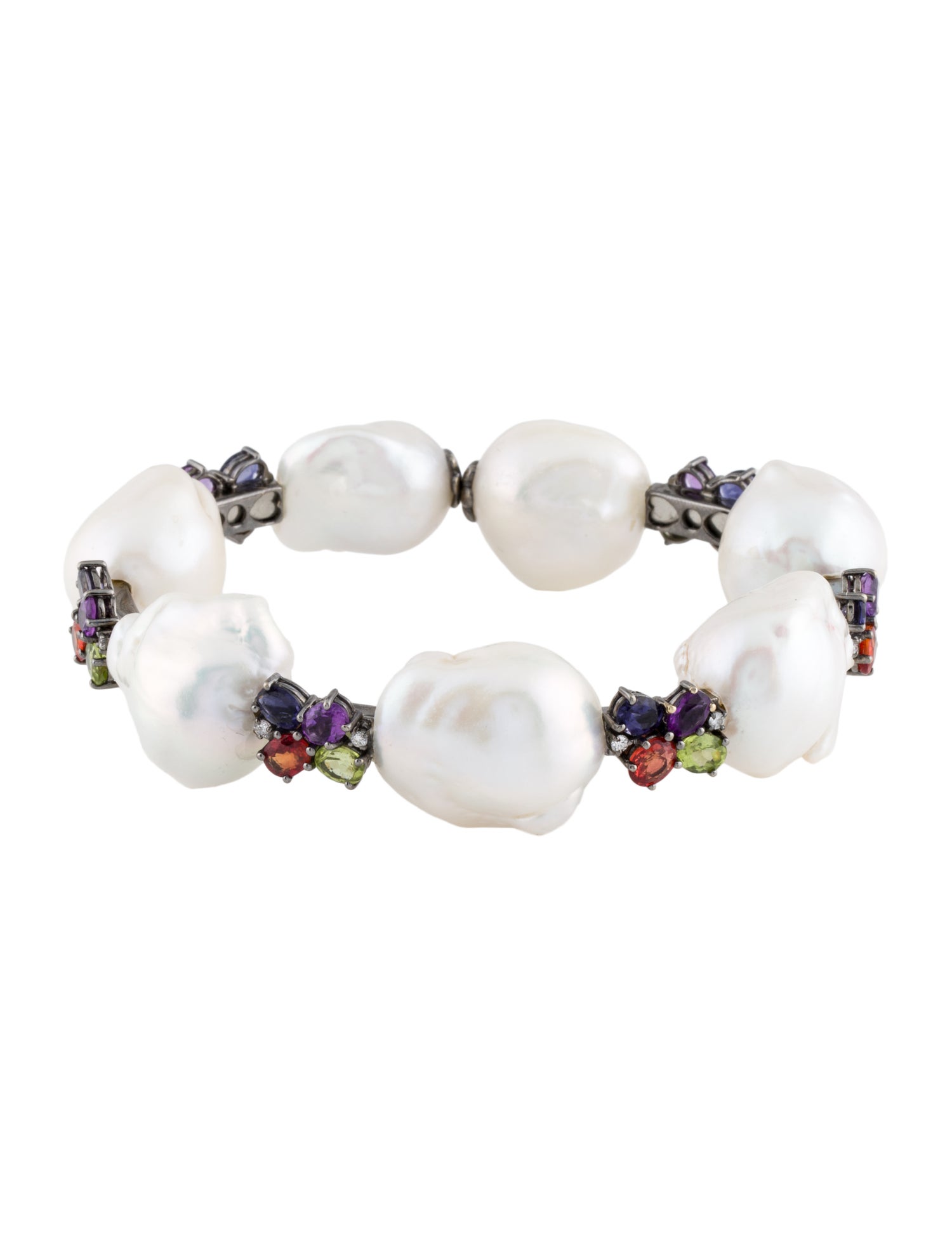 Bracelet 18K Pearl & Multistone Cuff