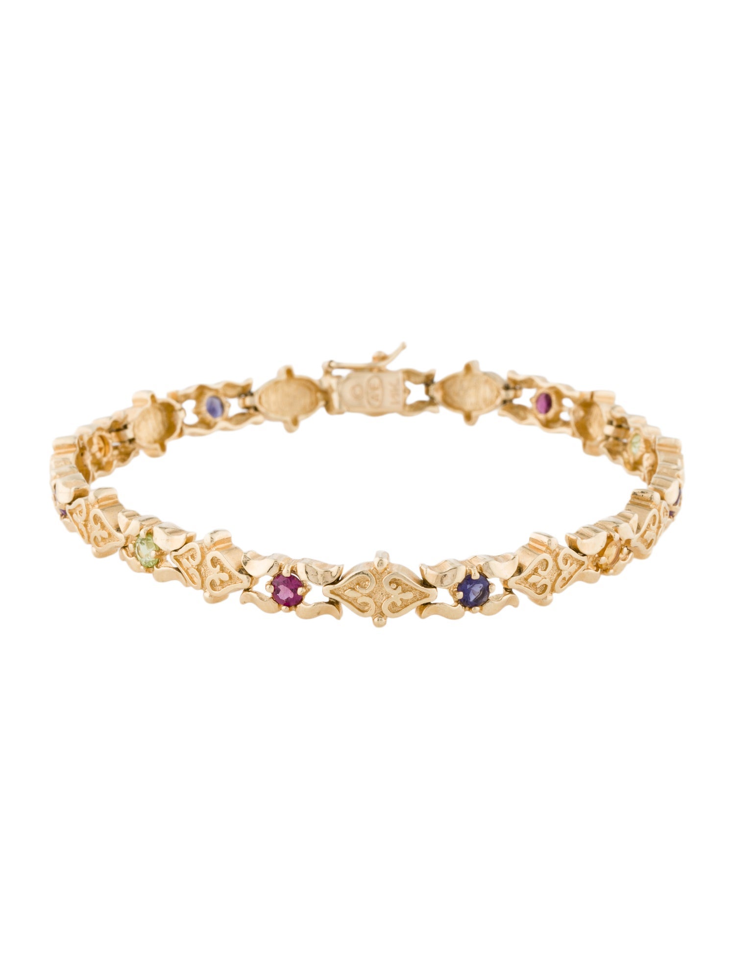 Bracelet 14K Multi-Gemstone Link Bracelet