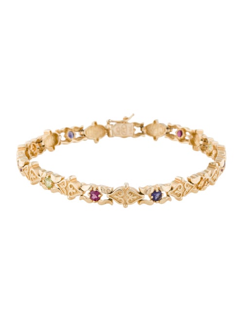 Bracelet 14K Multi-Gemstone Link Bracelet