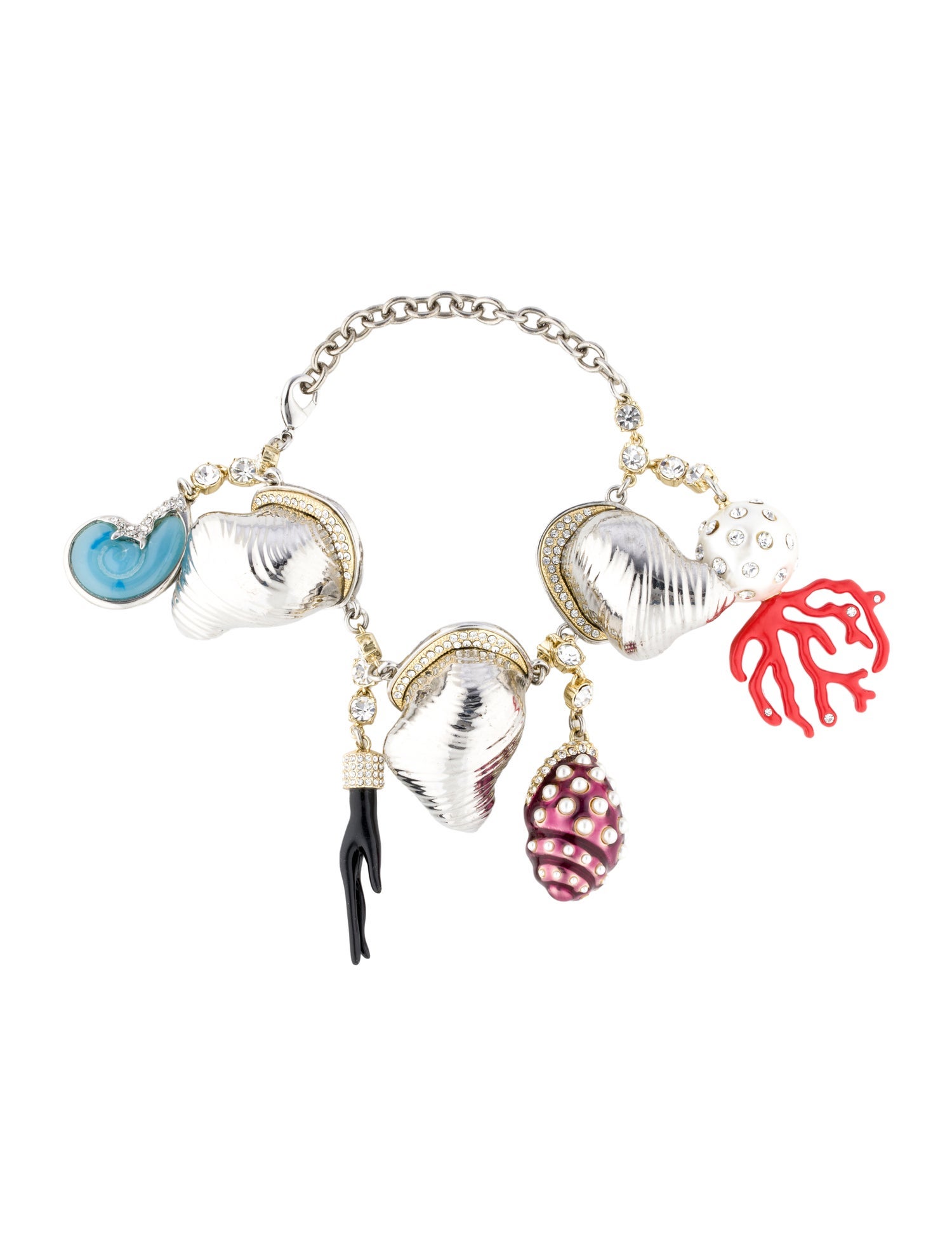 Bracelet Crystal, Enamel, Faux Pearl & Resin Sea Motif Charm Bracelet